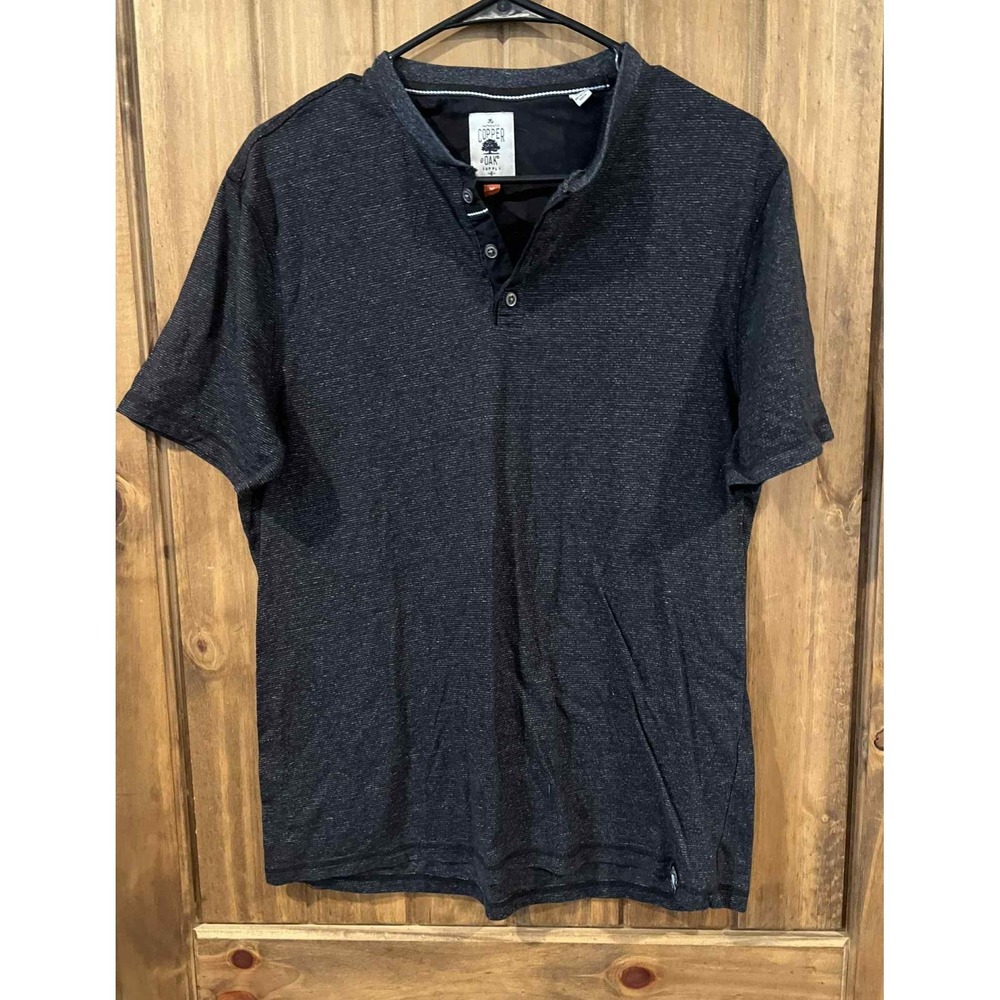 Copper & Oak‎ Supply Henley T-Shirt Mens Medium Dark Gray Casual Short Sleeve